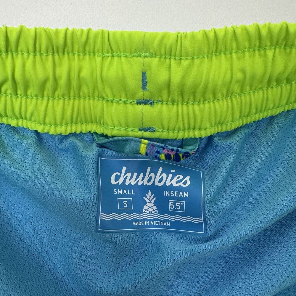 Chubbies Swim Trunks Mens 5.5 Inch Blue Pink Dino Brief Mesh Liner Small - Picture 4 of 9